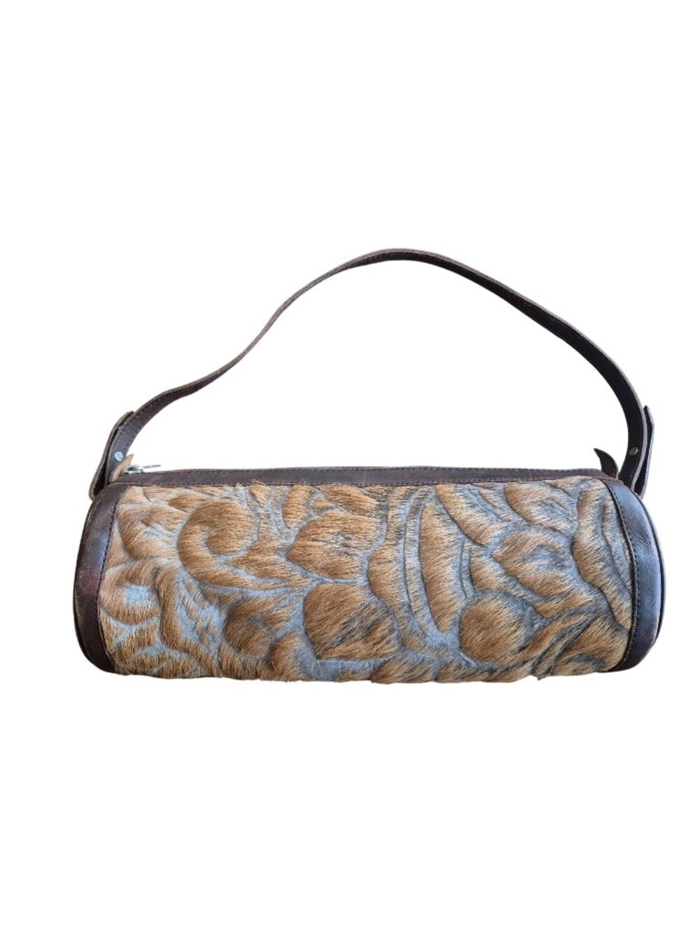 Leather & Cowhide Western Barrel Shoulder Bag 12"